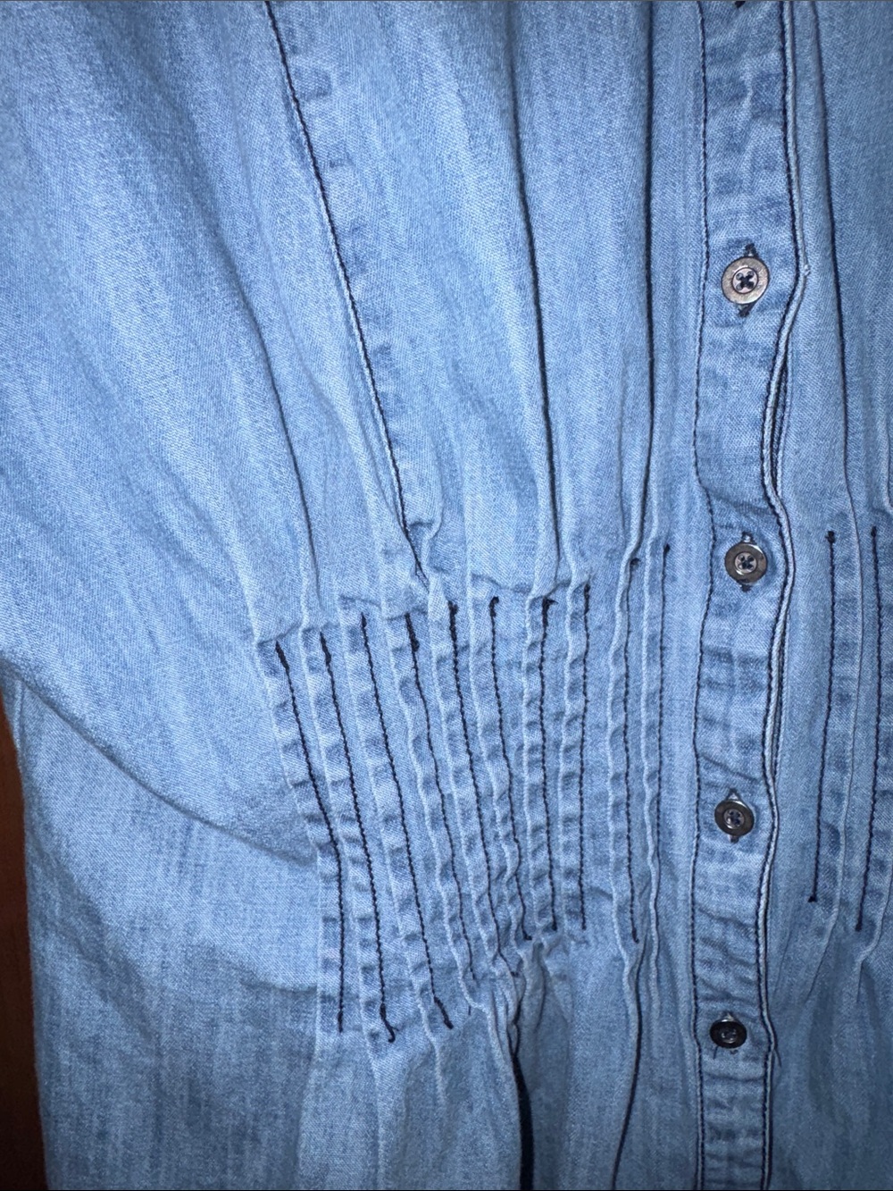 Anthropologie Pilcro Short Sleeve Pleated Denim Corset Blouse size XL. - Picture 5 of 12